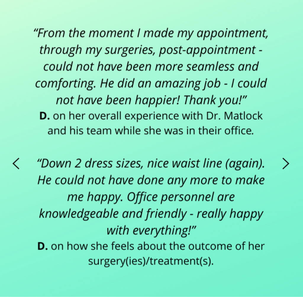 feedbacks from Dr. Matlock's patient